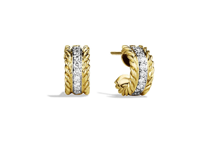 Gold Plated CZ Studded Twisted Wire Stud Earring